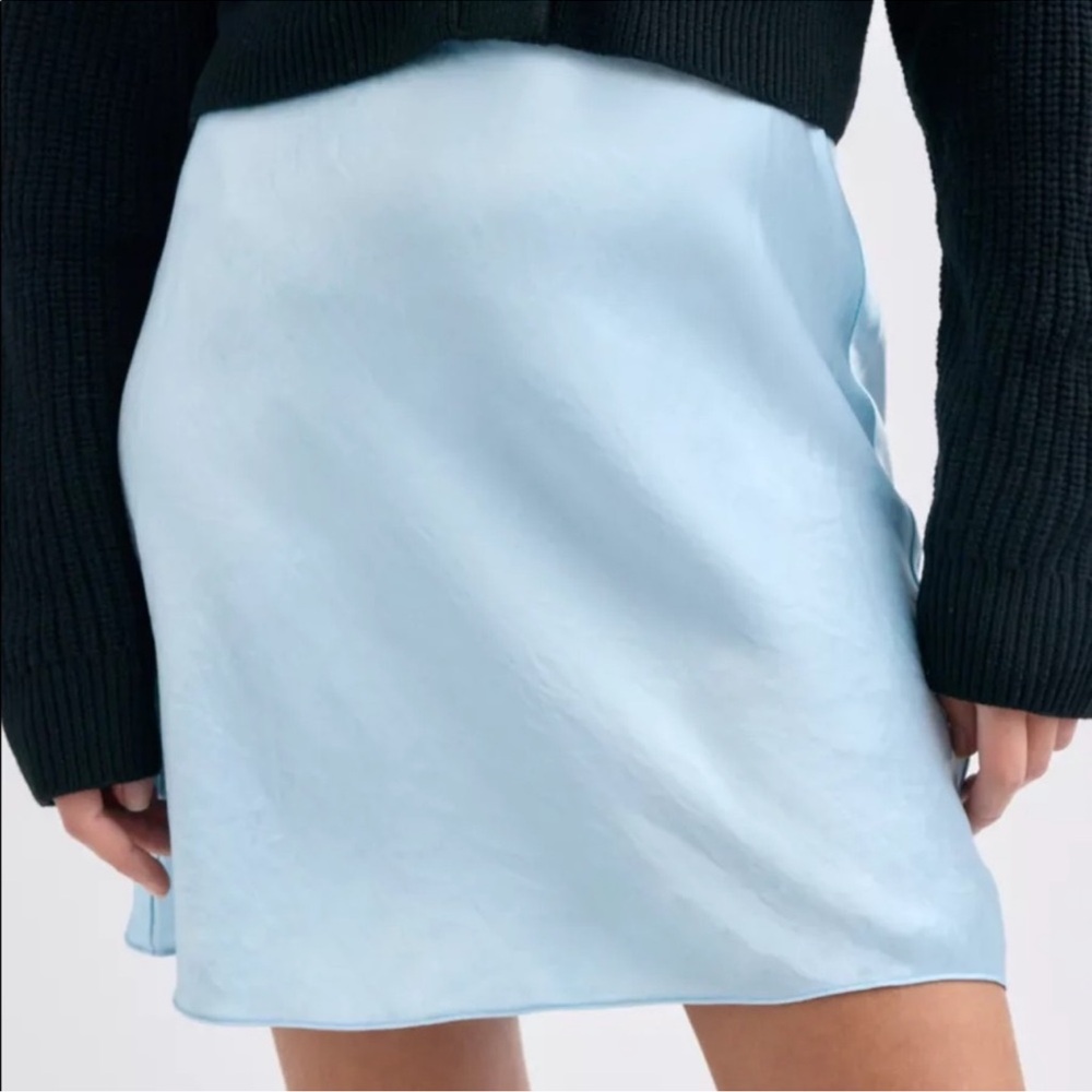NWT Aritzia Babaton Slip Satin Mini Skirt - 6 - Dream Blue